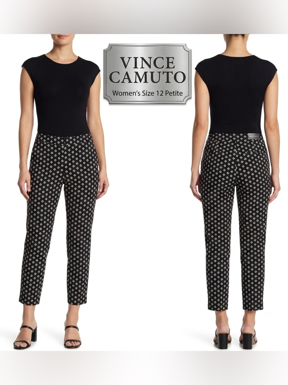 Vince Camuto Diamond Pattern Petite Ankle Pants 12P